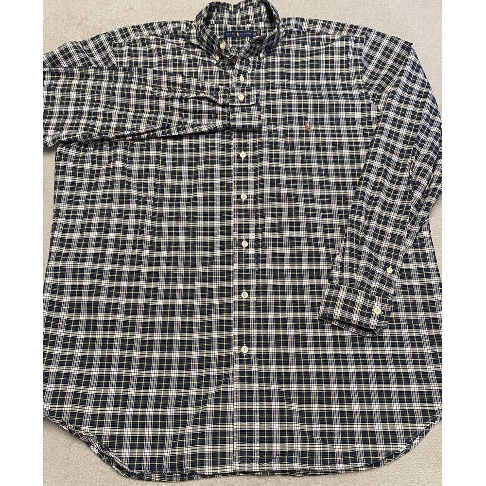 Ralph Lauren Shirt‎ Mens XLT Tall Plaid Button Down Casual Preppy Flesh Pony - Picture 4 of 8